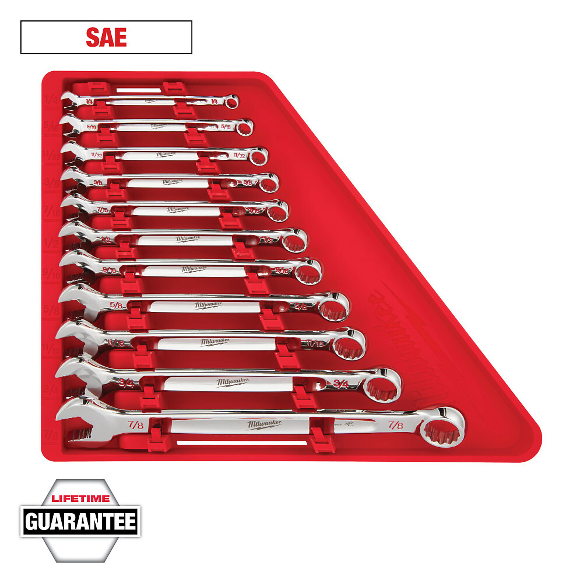 Milwaukee Combination Wrench Set, 11-Pc., SAE, Model# 48-22-9411